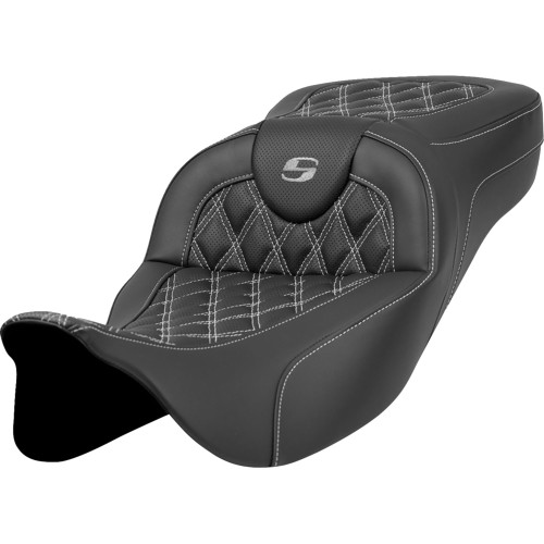Saddlemen 2013 Harley-Davidson CVO Road Glide Custom FLTRXSE2 Extended Reach Roadsofa Seat - Lattice Stitch - Silver Stitch - without Backrest - FL '08-'24 Image 1