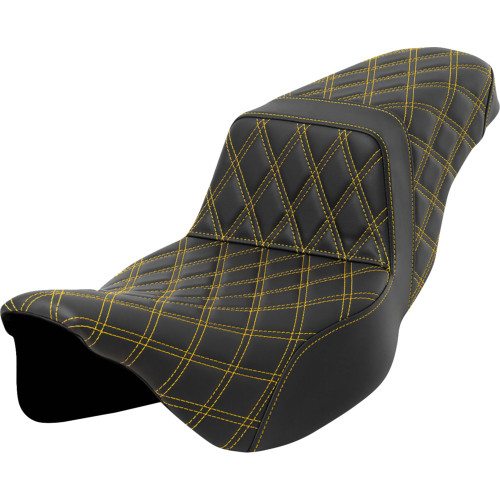 Saddlemen 2013 Harley-Davidson CVO Road Glide Custom FLTRXSE2 Step-Up Seat - Lattice Stitch - Gold Stitch - Extended Reach - FLH/FLT '08-'23 Image 1
