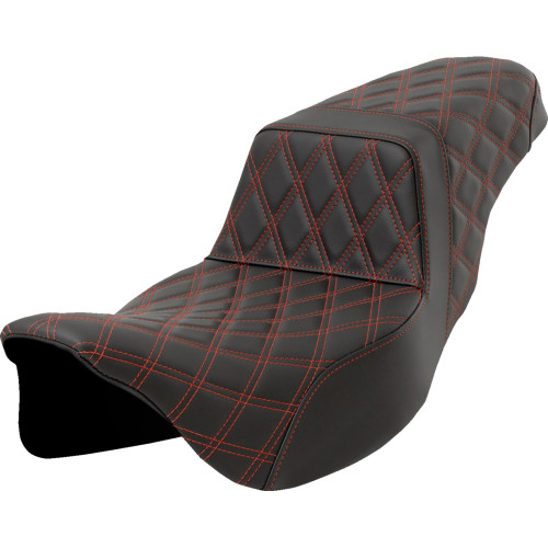 Saddlemen 2014-2016 Harley-Davidson Electra Glide Ultra Classic Low FLHTCUL Step-Up Seat - Lattice Stitch - Red Stitch - Extended Reach - FLH/FLT '08-'23 Image 1