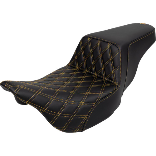 Saddlemen 2014-2021 Harley-Davidson CVO Electra Glide Ultra Limited FLHTKSE Step-Up Seat - Front Lattice Stitch - Gold Stitch - FLH/FLT '08-'23 Image 1