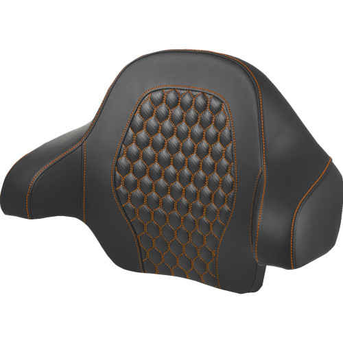 Saddlemen 2014-2023 Harley-Davidson Street Glide Special FLHXS Tour Pack Backrest Pad - Honeycomb - Orange Stitching - FL '14-'24 Image 1
