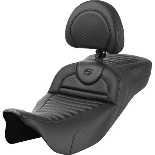 Saddlemen 2015-2023 Harley-Davidson Road Glide Custom FLTRX Roadsofa Extended Reach Seat Black Tuck-n-Roll / Carbon Fiber Image 1 Saddlemen 2015-2023 Harley-Davidson Road Glide Custom FLTRX Roadsofa Extended Reach Seat Black Tuck-n-Roll / Carbon Fiber Image 1
