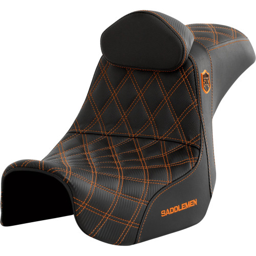 Saddlemen 2016-2017 Harley-Davidson Low Rider S FXDLS Pro Series SDC Performance Seat - w/ Backrest - Orange Stitch - Dyna '06-'17 Image 1
