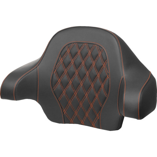 Saddlemen 2016-2019 Harley-Davidson Road Glide Ultra FLTRU Tour-Pak Backrest Pad - Lattice Stitch - Orange Stitch - FL '14-'24 Image 1