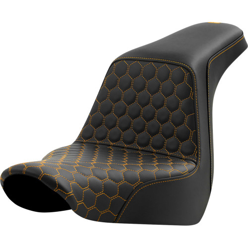 Saddlemen 2018-2021 Harley-Davidson Softail Sport Glide FLSB Step-Up Seat - Honeycomb - Gold Stitching - FL/FX '18-'24 Image 1