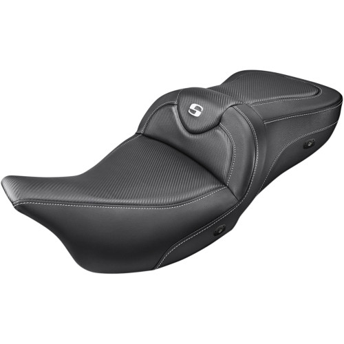Saddlemen 2019-2022 Harley-Davidson Electra Glide Standard EFI FLHTI Heated Roadsofa Seat - Carbon Fiber - without Backrest -FL '08-'24 Image 1