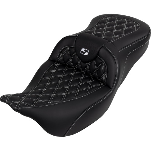 Saddlemen 2022-2023 Harley-Davidson Road Glide ST FLTRXST Roadsofa Seat - with Backrest - White Stitch - FL '08-'23 Image 1