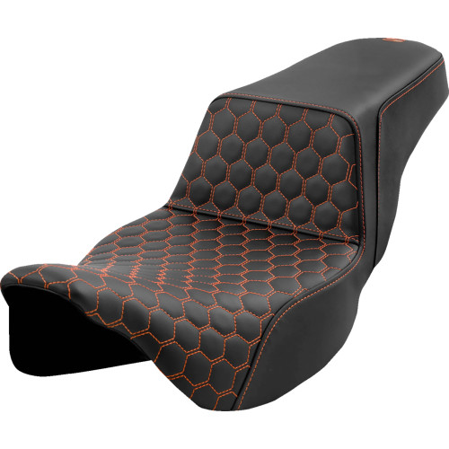 Saddlemen 2022-2023 Harley-Davidson Road Glide ST FLTRXST Step-Up Seat - Honeycomb - Extended Reach - Orange Stitching - FL '08-'23 Image 1