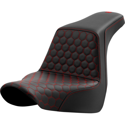 Saddlemen 2022-2024 Harley-Davidson Softail Low Rider ST FXLRST Step-Up Seat - Honeycomb - Red Stitching - FL/FX '18-'24 Image 1