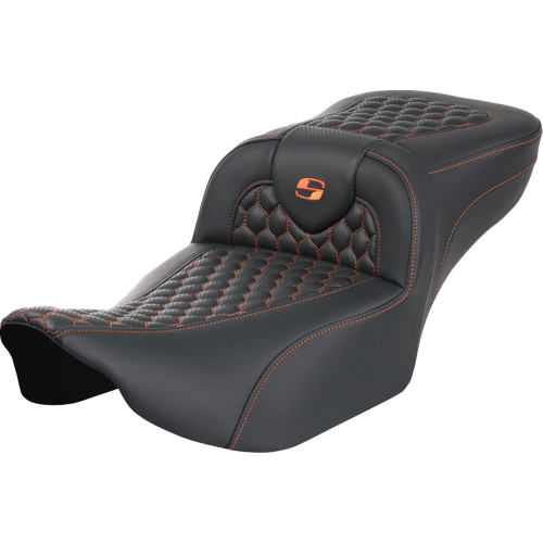 Saddlemen 2023 Harley-Davidson CVO Road Glide Limited Roadsofa Extended Reach Seat - without Backrest - Honeycomb - Orange Stitch - FLTR/FLHX '23-'24 Image 1