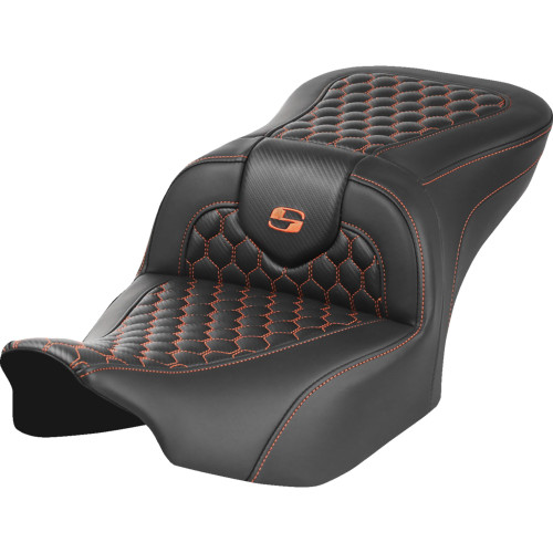 Saddlemen 2023 Harley-Davidson CVO Road Glide Limited Roadsofa Seat - without Backrest - Honeycomb - Orange Stitch - FLTR/FLHX '23-'24 Image 1