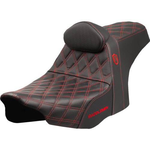 Saddlemen 2023-2024 Harley-Davidson CVO Road Glide Custom FLTRXSE Pro Series SDC Performance Seat - Red Stitching - w/ Backrest - FLT/FLH '23-'24 Image 1