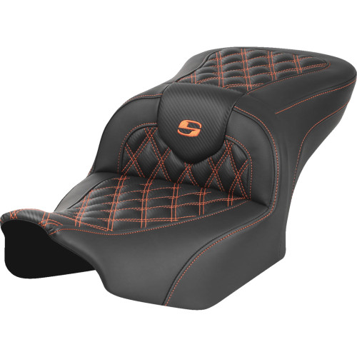 Saddlemen 2023-2024 Harley-Davidson CVO Road Glide Custom FLTRXSE RoadSofa Seat - without Backrest - Carbon Fiber - Orange Stitch - FL/FX '23-'24 Image 1