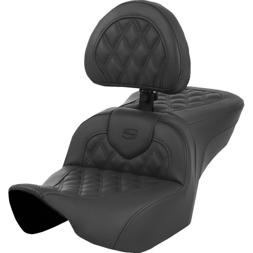 Saddlemen 2023-2024 Harley-Davidson CVO Street Glide FLHXSE Roadsofa Seat - with Backrest - Lattice Stitch - Black - FL '23-'24 Image 1
