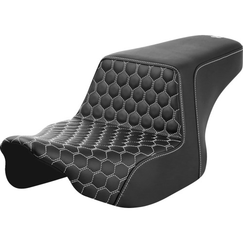Saddlemen 2023-2024 Harley-Davidson CVO Street Glide FLHXSE Step-Up Seat - Front Honeycomb - White Stitching - FL '23-'24 Image 1