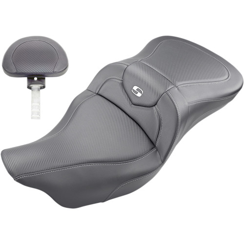 Saddlemen 2023-2024 Harley-Davidson Electra Glide Ultra Limited FLHTK Roadsofa Seat - Carbon Fiber - with Backrest - Black - FL '09-'24 Image 1