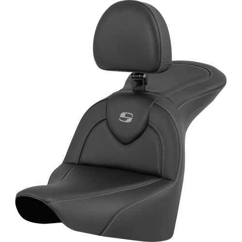 Saddlemen 2023-2024 Harley-Davidson Softail Breakout FXBR RoadSofa Seat - Carbon Fiber - with Driver Backrest - FLFB/FXBR '18-'24 Image 1