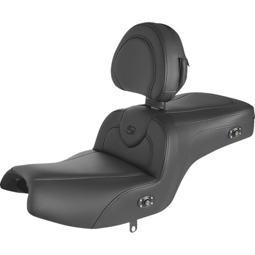 Saddlemen 2023-2024 Indian Challenger Elite RoadSofa Seat - with Backrest - Black w/ Black Stitching - Heated - Challenger/Pursuit '20-'24 Image 1