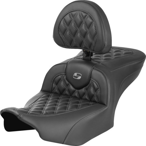 Saddlemen 2024 Harley-Davidson CVO Road Glide ST FLTRXSTSE RoadSofa Seat - with Backrest - Carbon Fiber - Lattice Stitch - Gray Stitch - FLTR/FLHX '23-'24 Image 1