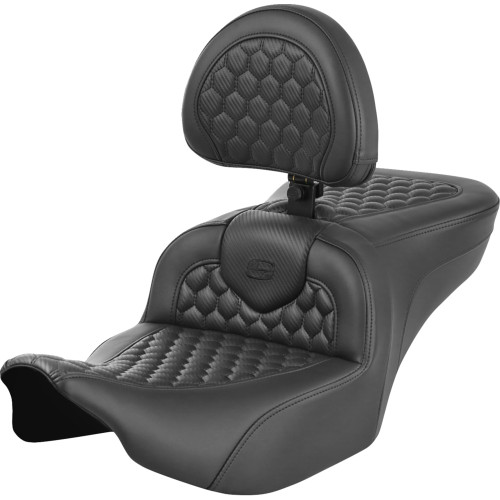 Saddlemen 2024 Harley-Davidson CVO Road Glide ST FLTRXSTSE Roadsofa Seat - with Backrest - Honeycomb - FLTR/FLHX '23-'24 Image 1