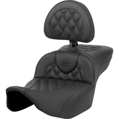 Saddlemen 2024 Harley-Davidson Road Glide Custom FLTRX Heated RoadSofa Seat - Extended Reach - Lattice Stitch - w/ Backrest - FLT/FLH ’23-‘24 Image 1