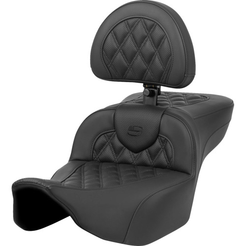 Saddlemen 2024 Harley-Davidson Road Glide Custom FLTRX Roadsofa Extended Reach Seat - Lattice Stitch - with Backrest - FL '23-'24 Image 1