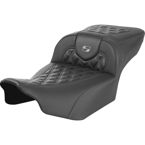 Saddlemen 2024 Harley-Davidson Road Glide Custom FLTRX Roadsofa Extended Reach Seat - without Backrest - Lattice Stitch - Dark Gray Stitch - FL/FX '23-'24 Image 1