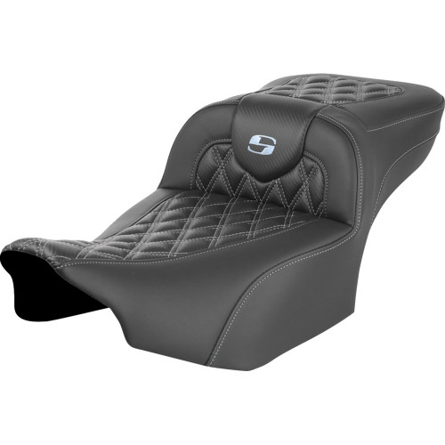 Saddlemen 2024 Harley-Davidson Road Glide Custom FLTRX Roadsofa Extended Reach Seat - without Backrest - Lattice Stitch - Silver Stitch - FL/FX '23-'24 Image 1