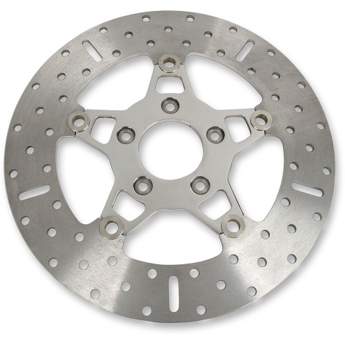 EBC 2004-2007 Harley-Davidson FLHRS Road King Custom FSD Series Front Brake Rotor - Polished Carrier 5-Button Round Image 1