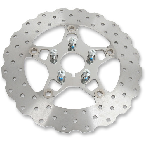EBC 1995-1999 Harley-Davidson FLHT Electra Glide Standard FSD Series Front Brake Rotor - Polished Carrier 5-Button Contour Image 1