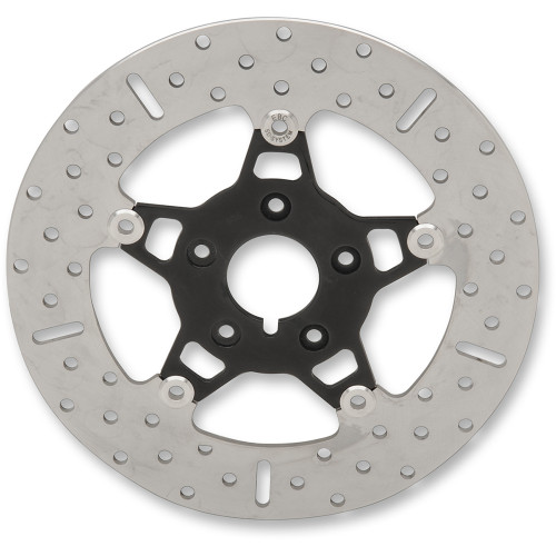 EBC 1986-1999 Harley-Davidson FXSTC Softail Custom FSD Series Front Brake Rotor - Black Carrier 5-Button Round Image 1