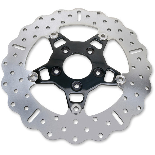 EBC 2000-2014 Harley-Davidson FLSTF Fat Boy FSD Series Front Brake Rotor - Black Carrier 5-Button Contour Image 1