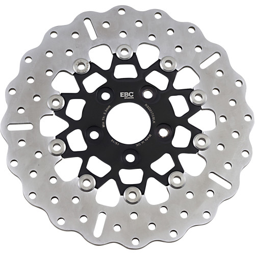 EBC 1992-1999 Harley-Davidson FLSTF Fat Boy Custom Rear Brake Rotor - Black Wide Band Contour Image 1