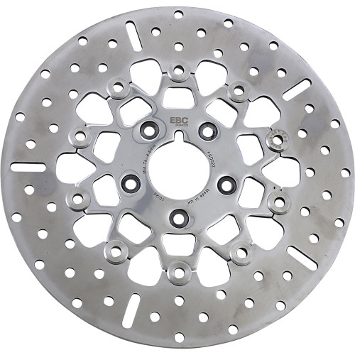 EBC 1991-1992 Harley-Davidson FXRS Low Glide FSD Series Front Brake Rotor - Polished Carrier 10-Button Round Image 1
