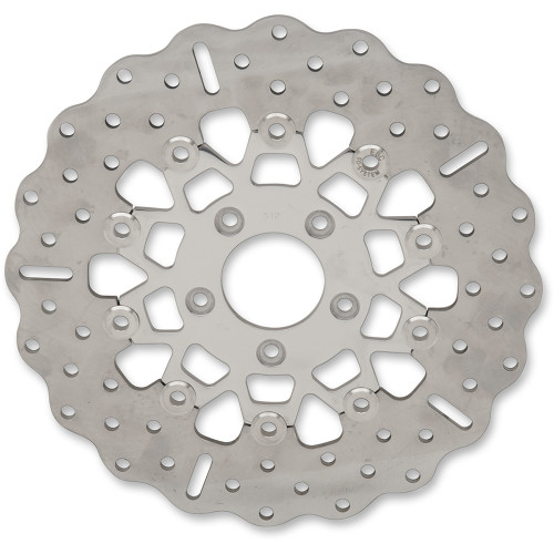 EBC 2000-2007 Harley-Davidson FLHR Road King FSD Series Front Brake Rotor - Polished Carrier 10-Button Contour Image 1