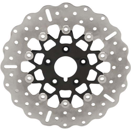 EBC 1990-1993 Harley-Davidson FXRS-Conv Low Rider Sport Convertible FSD Series Front Brake Rotor - Black Carrier 10-Button Contour Image 1