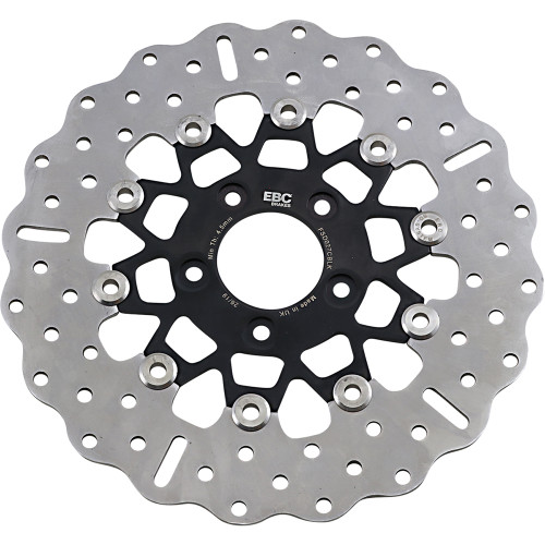 EBC 2000-2005 Harley-Davidson FXD Dyna Super Glide FSD Series Front Brake Rotor - Black Carrier 10-Button Contour Image 1