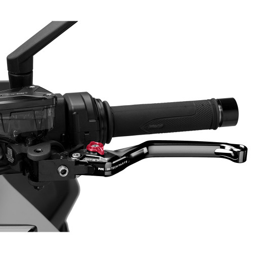 Puig 4.0 Standard Length Non-Folding Clutch Lever Black Lever / Red Selector