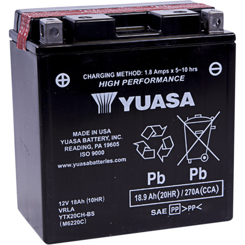 Yuasa 2018-2019 BMW K1600B High Performance AGM Maintenance-Free Battery YTX20CH-BS .82 L Image 1