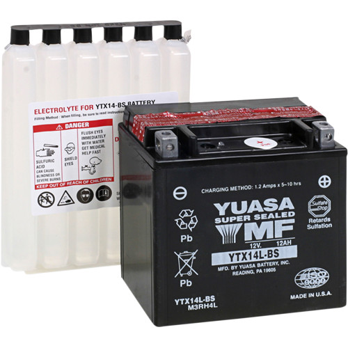 Yuasa 2010-2012 Harley-Davidson XR1200X AGM Maintenance-Free Battery YTX14L-BS - .69 L Image 1