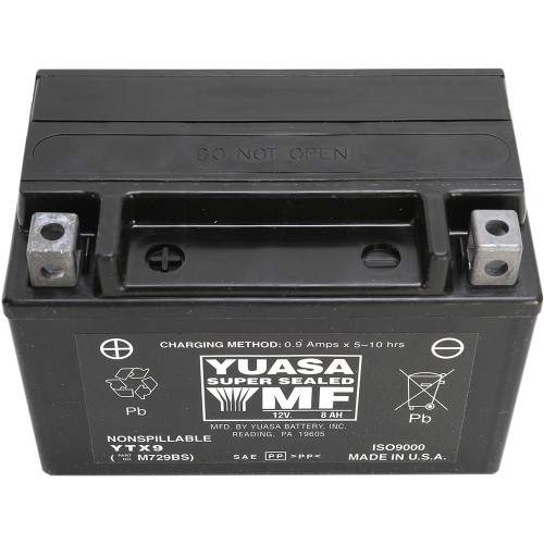 Yuasa 2003-2013 Kawasaki Z 1000 AGM Maintenance-Free Battery YTX9 Image 1