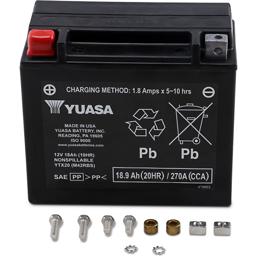 Yuasa 1983-1985 Harley-Davidson XLX 1000 AGM Maintenance-Free Battery YTX20 Image 1