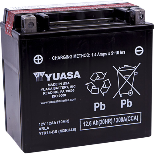 Yuasa 2008-2014 Yamaha Apex ER 1000 AGM Maintenance-Free Battery YTX14-BS .69 L Image 1