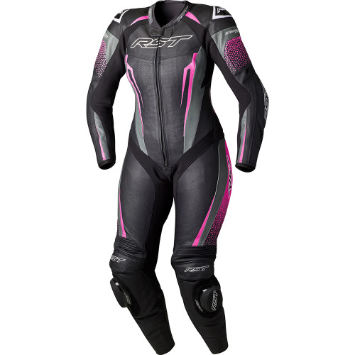 RST TracTech Evo 5 D3O CE Ladies One Piece Leather Race Suit Black/Pink