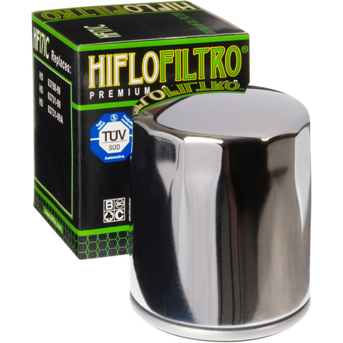 HiFloFiltro 2018-2021 Harley-Davidson FLSB Sport Glide 107 Oil Filter - Chrome Image 1