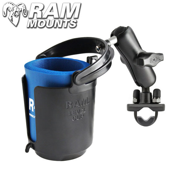 Ram Mounts Handlebar Rail Mount Base, SelfLeveling Cup Holder & Cozy
