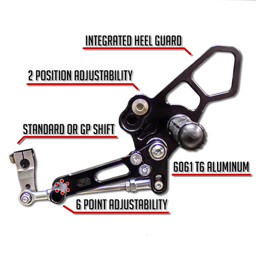 Woodcraft Kawasaki Ninja 400 Rearsets Shift Side