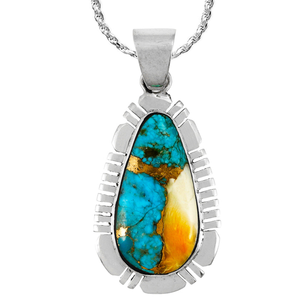 Spiny Turquoise Pendant Sterling Silver P3316-C89