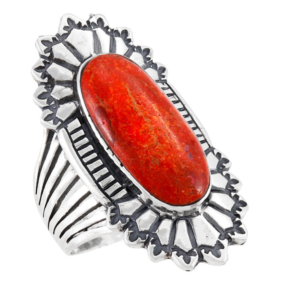 Coral Ring Sterling Silver R2427-C74