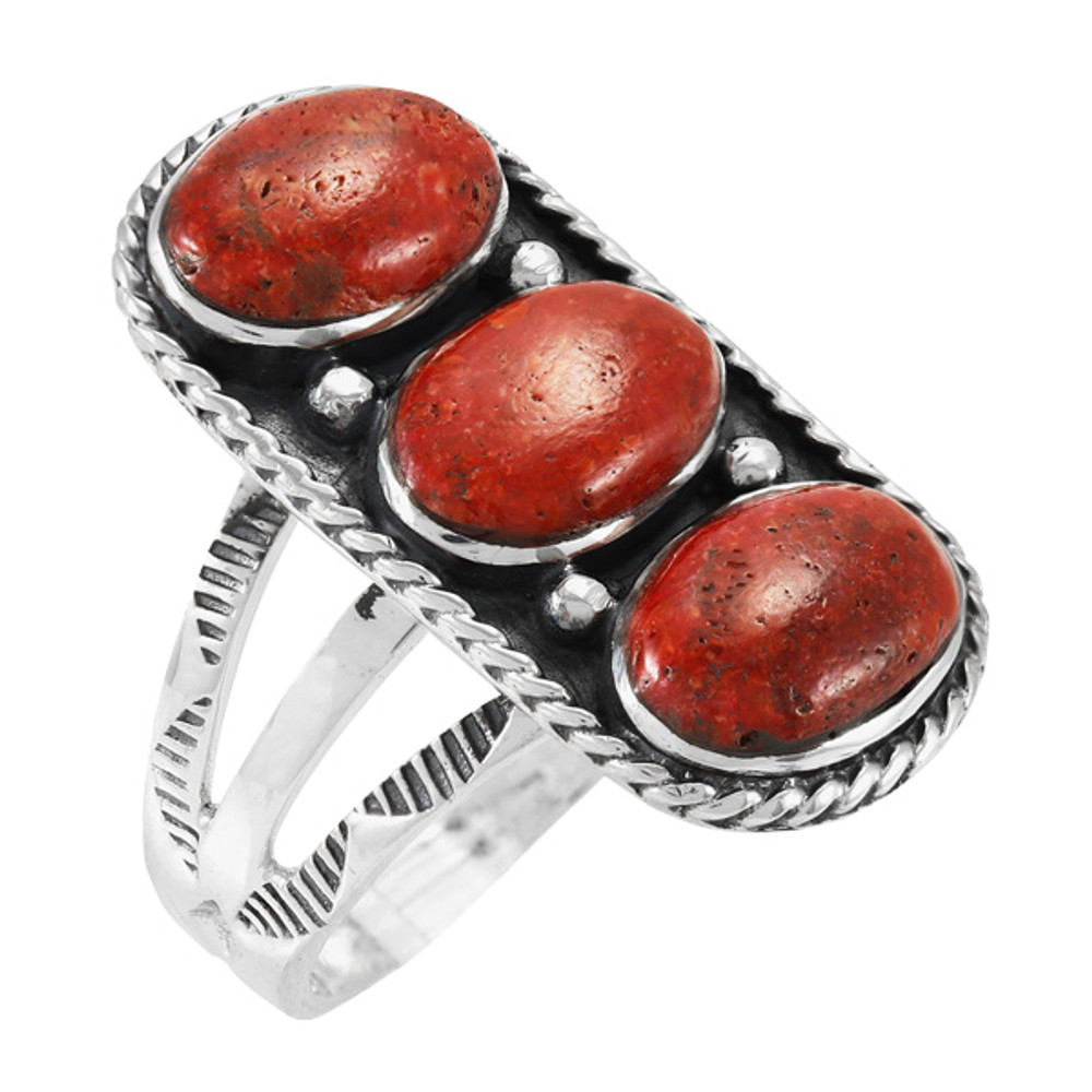 Coral Ring Sterling Silver R2491-C74